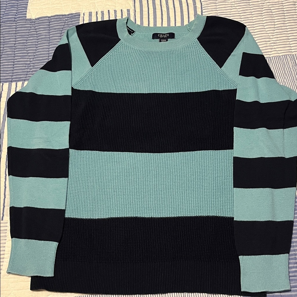 Chaps Navy Light Blue Striped Knit Sweater